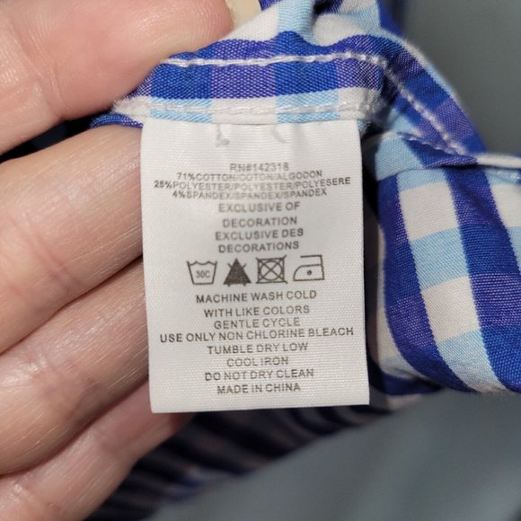 Nick Graham Men Shirt 2XL/XXL Long Sleeve Button-Down Gingham Stretch Modern Fit - Picture 6 of 11